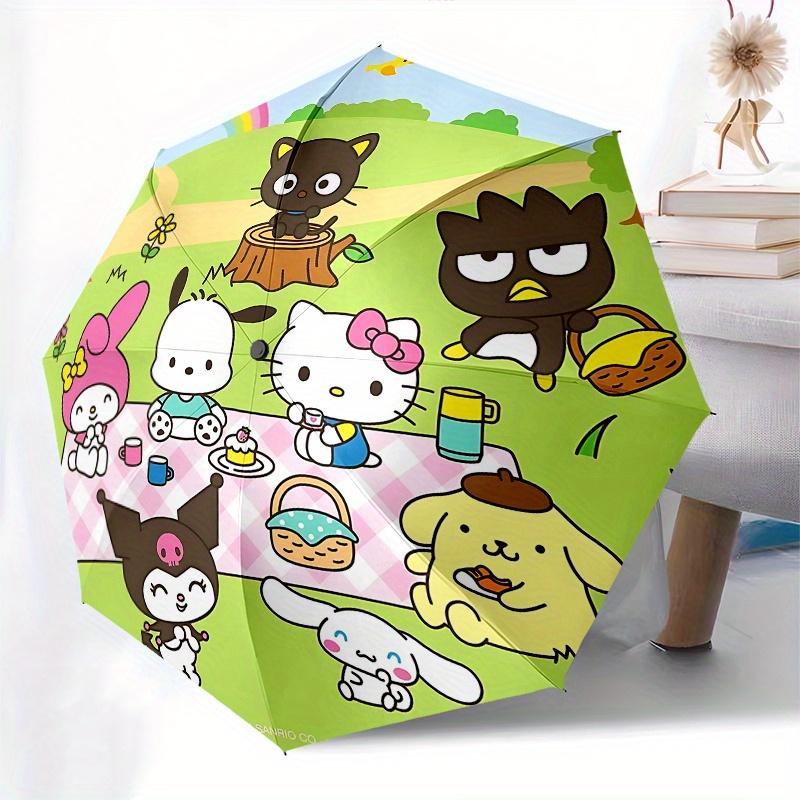 Hello Kitty, Sanrio Automatic Open/Close Umbrella-Cute Umbrella with Cute Design, Portable 3-Fold Compact Umbrella for Men & Women, Hallowee