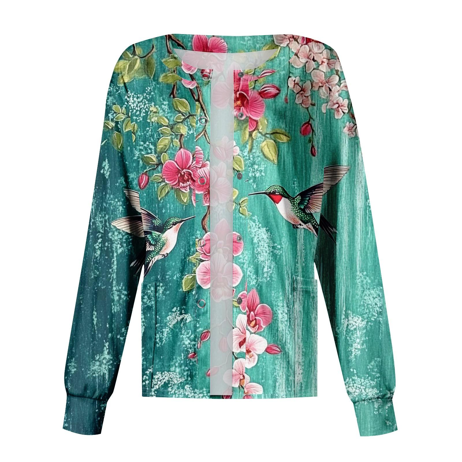 

Женская повседневная мода с длинным рукавом и воротником-стойкой, однобортный пиджак с растительным принтом, верхняя часть XL чёрный