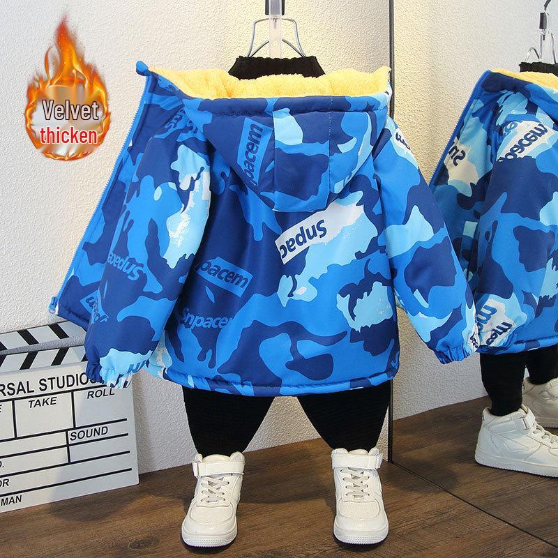 

Зимнее пальто для мальчиков на флисовой подкладке 2025: Парка и ветровка с толстой хлопковой подкладкой 110