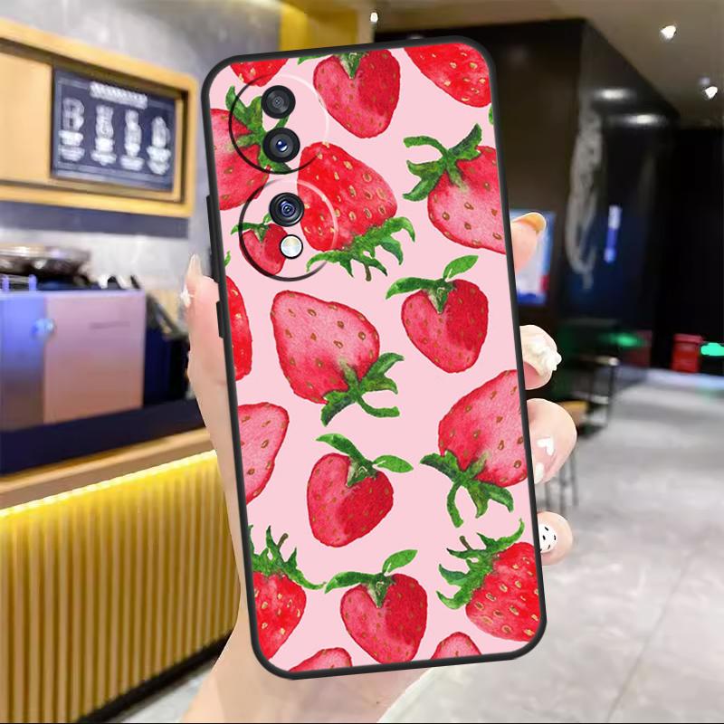 Strawberry Red For Honor Magic 8 7 6 5 Lite Case For Honor 200 400 Pro 50 70 90 X8c X8b X9a X9b X9c Win RT