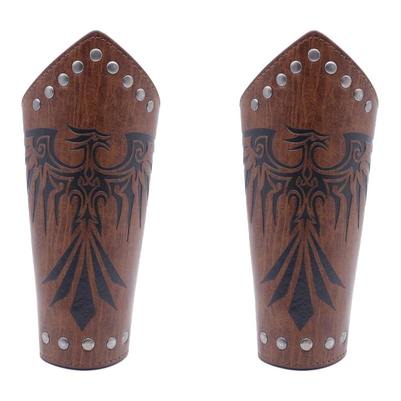 Historical Arm Guard Cosplay Arm Gauntlets Vintage Armband Knight Arm Guard Festival Costume PU Leather Arm Bracers