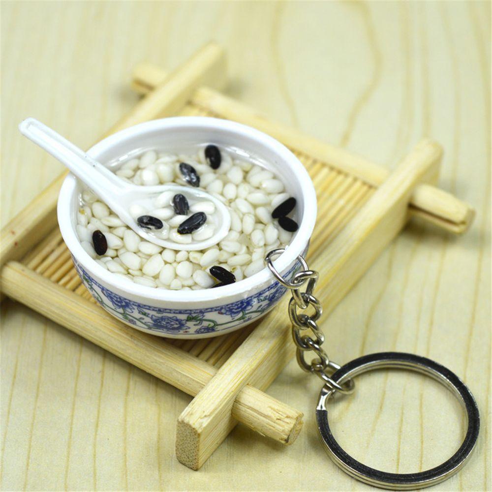 Buckle Bowl Mini Food Keychain Simulation Key Ring Chinese Food