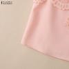 ZANZEA Women Floral Lace Splice Casual Sleeveless Vest Tops