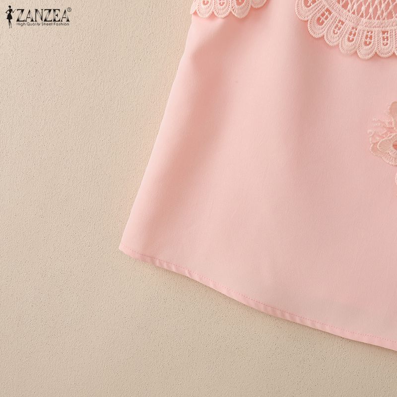 ZANZEA Women Floral Lace Splice Casual Sleeveless Vest Tops