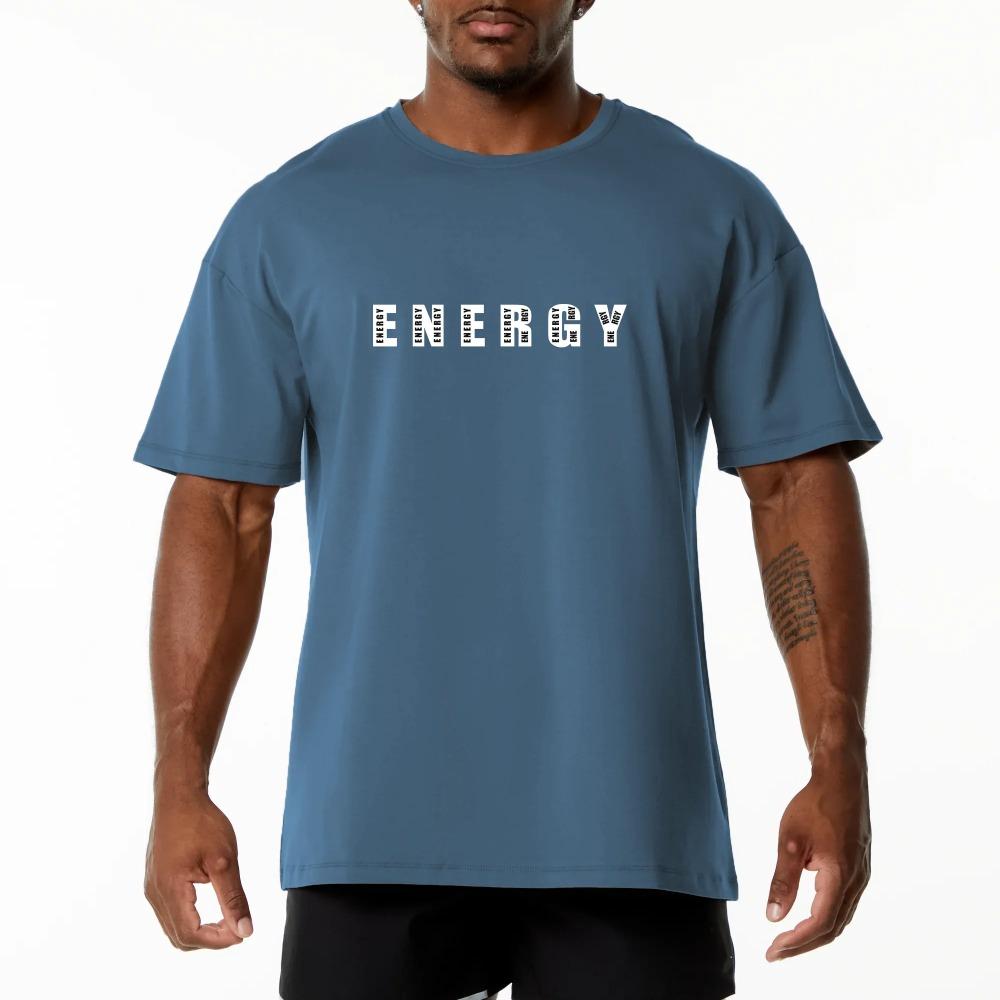 Maglietta da Allenamento Palestra Uomo Muscolo Cotone Girocollo Larga Manica Corta Top Allenamento Bodybuilding