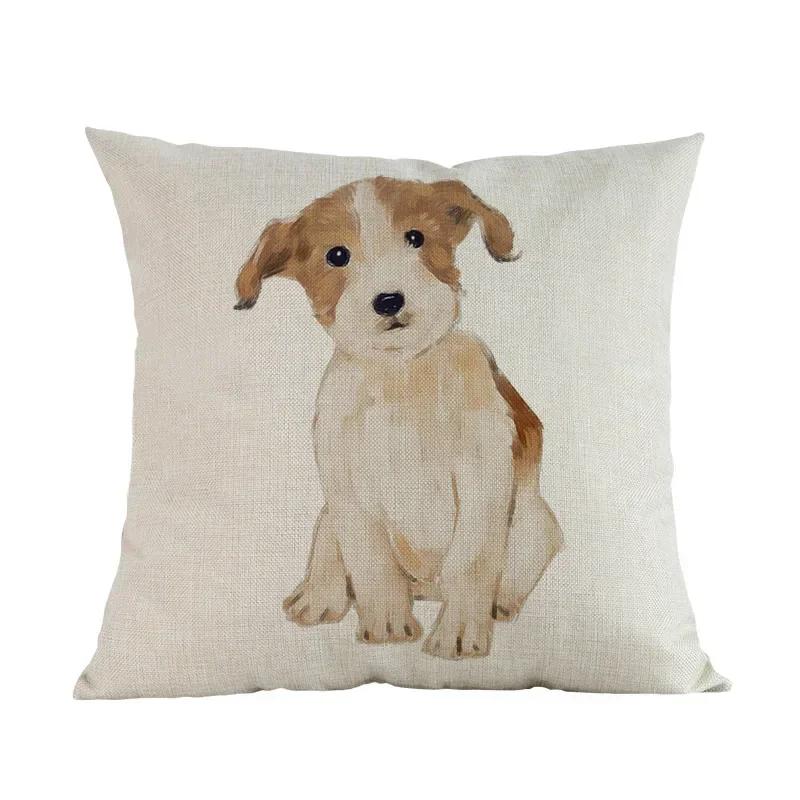 Watercolor Style Pet Dog Cushion Cover Home Living Room Sofa Decoration Pillow Case Chair Car Bedroom Decorative Pillowcase Gift