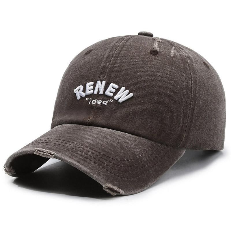 Vintage Cotton Baseball Cap With Embroidered Lettering Adjustable Sun Protection For Men Women
