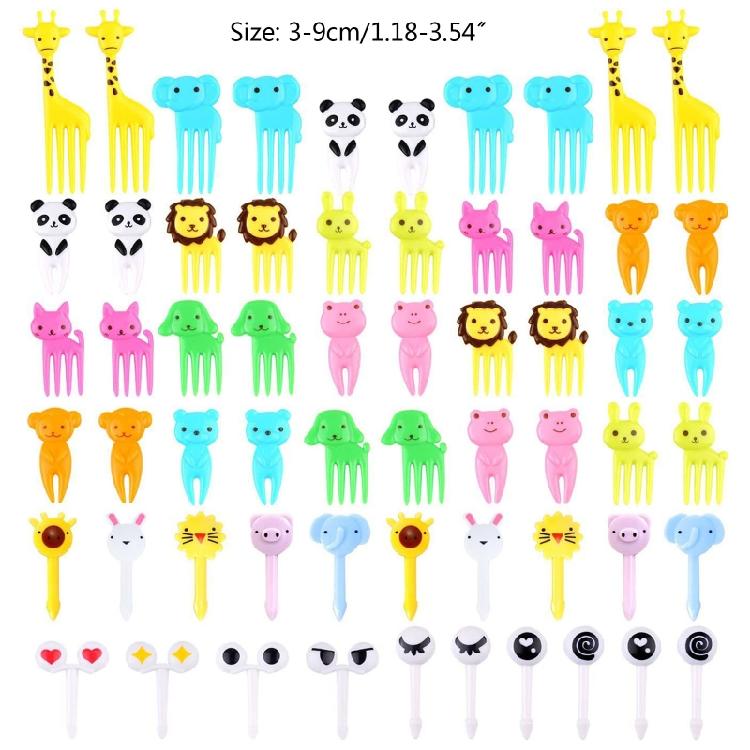 60 Pieces Mini Forks Cute Fruit Fork Cartoon Snack Cake Dessert Food Fruit Forks