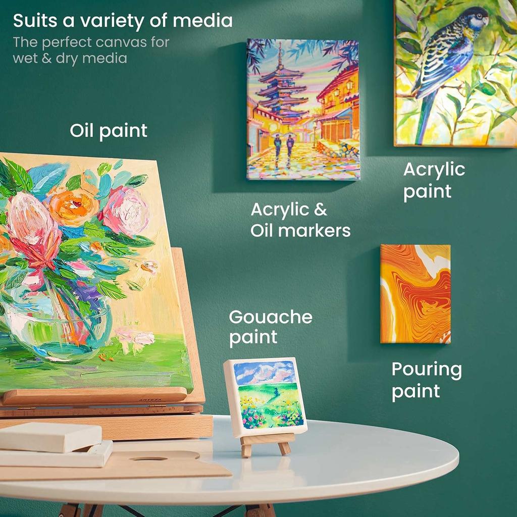 4pcs/set Canvas Boards for Painting 100% Cotton Acid Free Blank Canvas Panels for Oil Paint