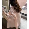 Women's Pink Striped Lightweight Spring Cardigan Shirt 2026 
