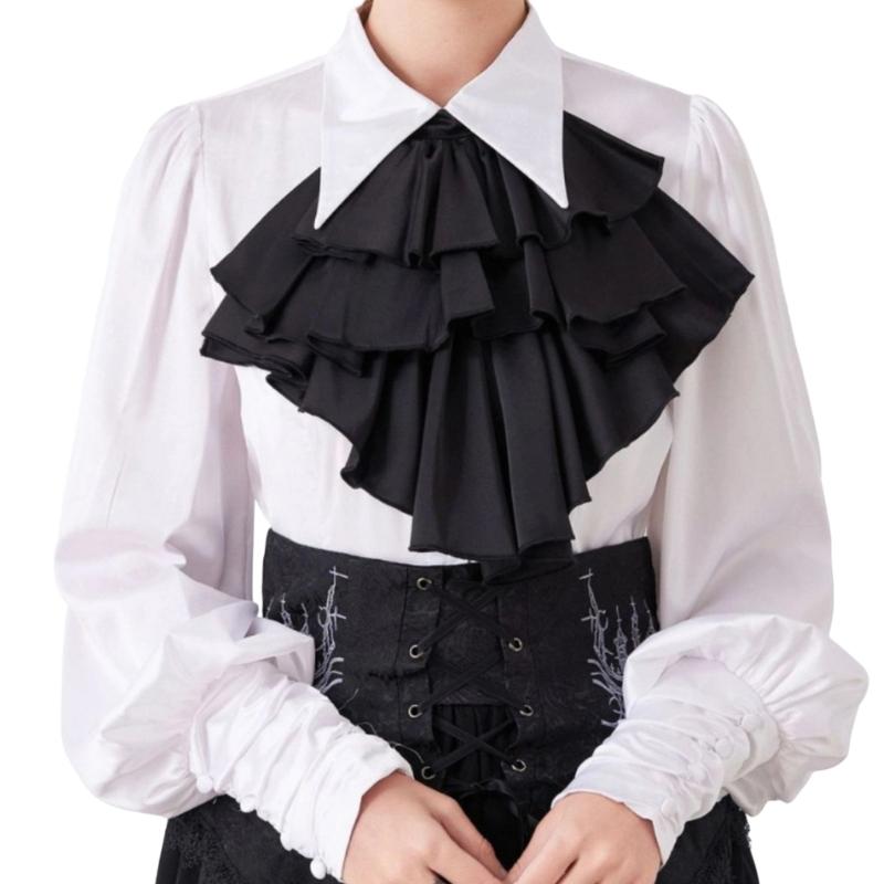 Регулируемый Многослойный Воротник- Жабо Съемный Для Блузок Платьев Готический Модный Аксессуар В Белом Цвете 1
