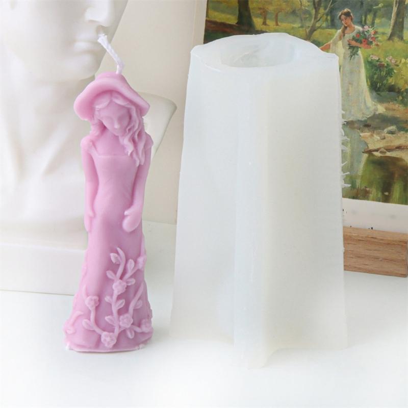 Flexible Silicone Mold Handmade Scented Candle Mould Flower Dress Girl Aromatherapys Jewelry Mold Home Decorations