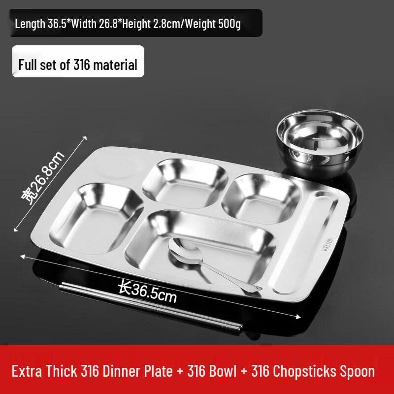 304 Stainless Steel Sectioned Lunch Tray