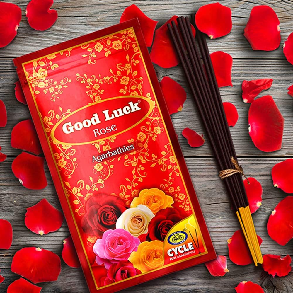 Cycle Pure Agarbatti GoodLuck Rose Incense Sticks Pack of 3 (250 gm per Pouch) Floral Meditation Yoga Fragrance