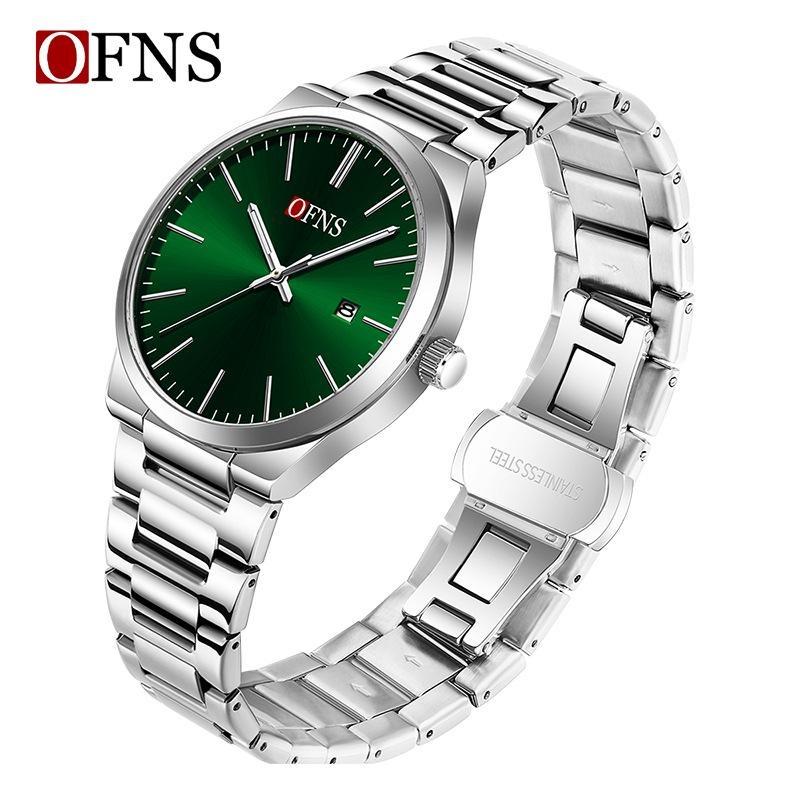 Fashion Mens Womens Watch Outdoor Sports Business Stainless Steel Man Watch Luminous Blue Dial Calendar Quartz Watches for Men+Box
