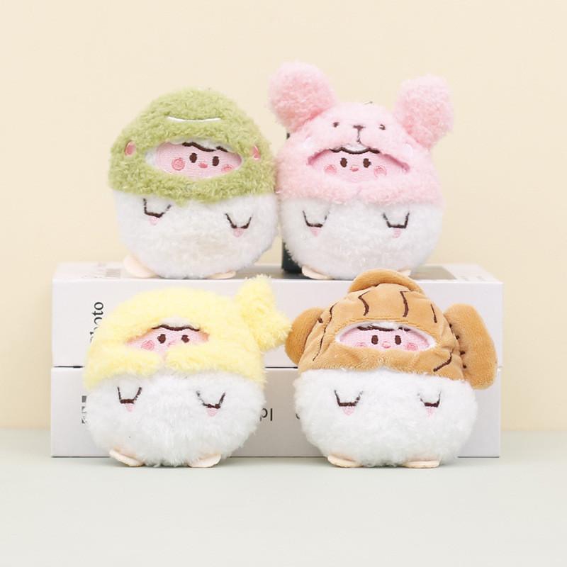 Soft Short Plush Bunny Keychain Pink Green Brown Yellow 10cm For Kids