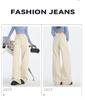 Thirteen Lines Women's High Waist Apricot Denim Wide Leg Pants