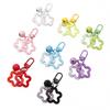 6.5cm Alloy Colored Hollow Out Dual Five Pointed Star Bell Keychain
