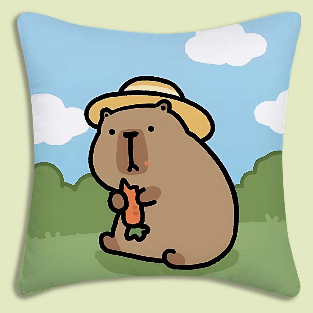Pillow Covers Cartoon Capybara Sofa Decorative Home Double-sided Printing Short Plush Cute Cushion Cover