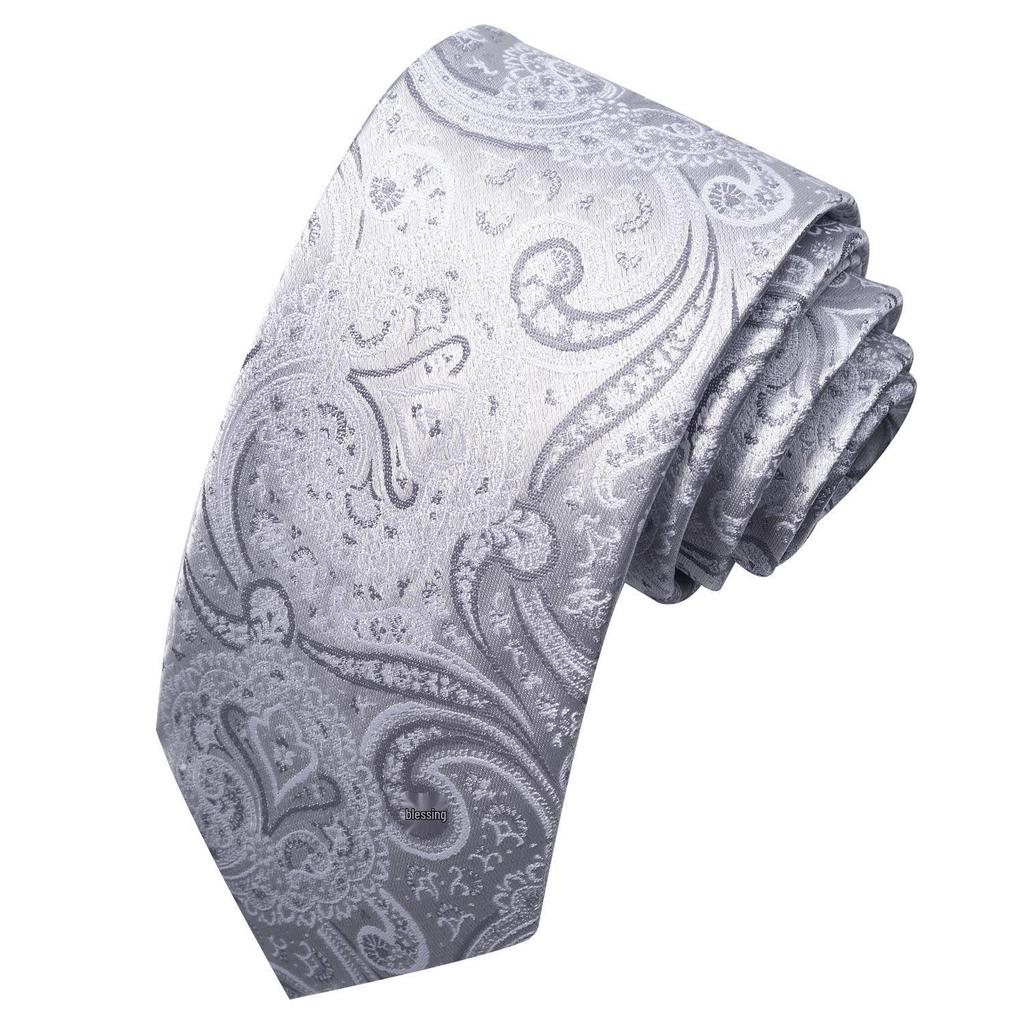 Spring/Summer Blue Series Men's Yarn-Dyed Jacquard Tie - British Style, Hand-Tied, Business Fashion