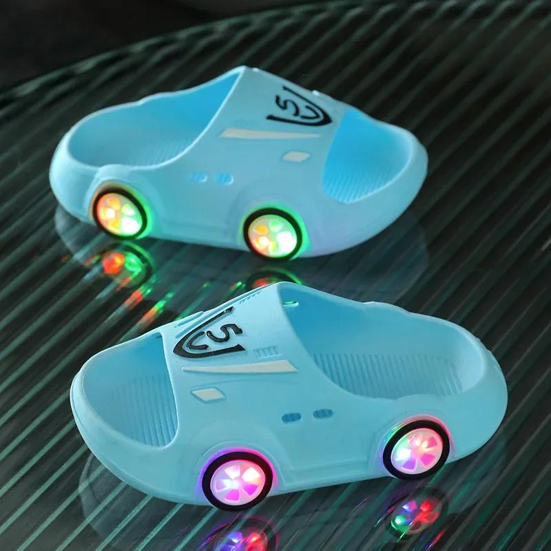

Childrens s Luminous Slippers Car Shape Boys Girls Fashion Cute Shoes Bathroom Children Toddler Slippers 26-27