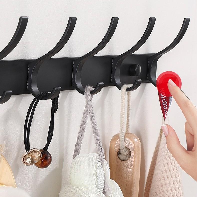 K Border No-Drill Solid Aluminum Coat Hook - Black/Gray