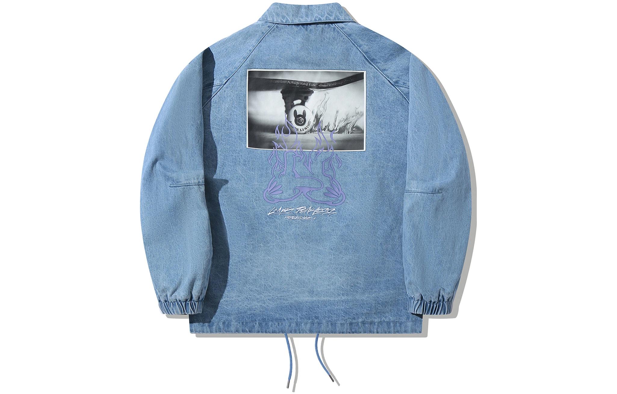 Li Ning Denim Jacket Men s Light Blue Denim AJDT543-3 XL