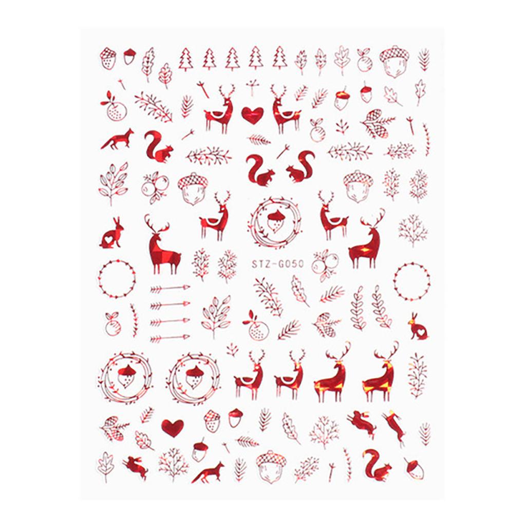 Nail Stickers Christmas Series Nails Red Elk Snowflake Tree 3D Nail Decals