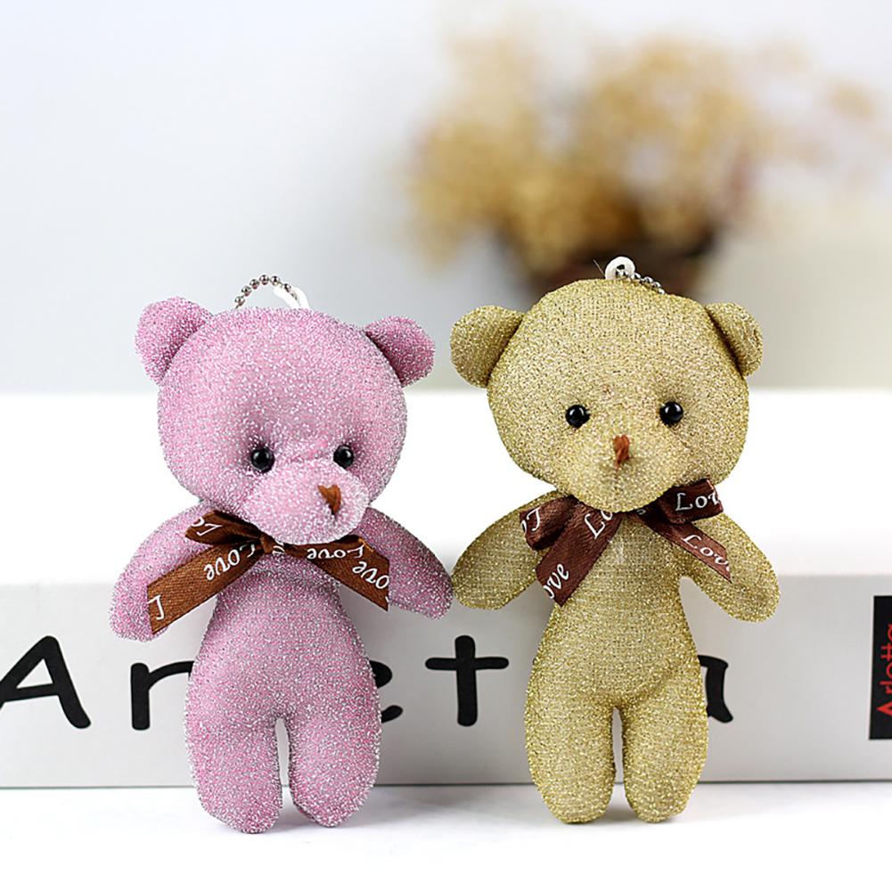 12CM Teddy Bear Plush Toy with Ribbon Bow Siamese Bears Toys Key Chain Pendant Gifts for Children Kids Toy Wedding Gifts