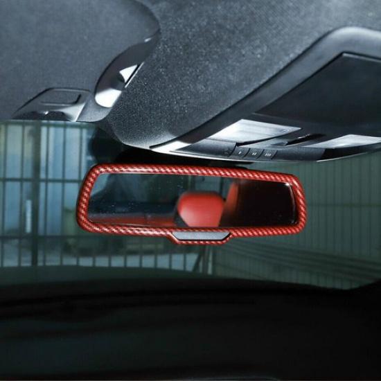 For Dodge Charger 15-23 Red Carbon Inner Rear View Mirror Trim Ring Accessories