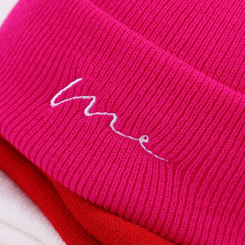 Fashion New Simple Embroidery Knitted Hat Men's and Women's Literary Trend Cold Hat Autumn and Winter Street Wool Hat