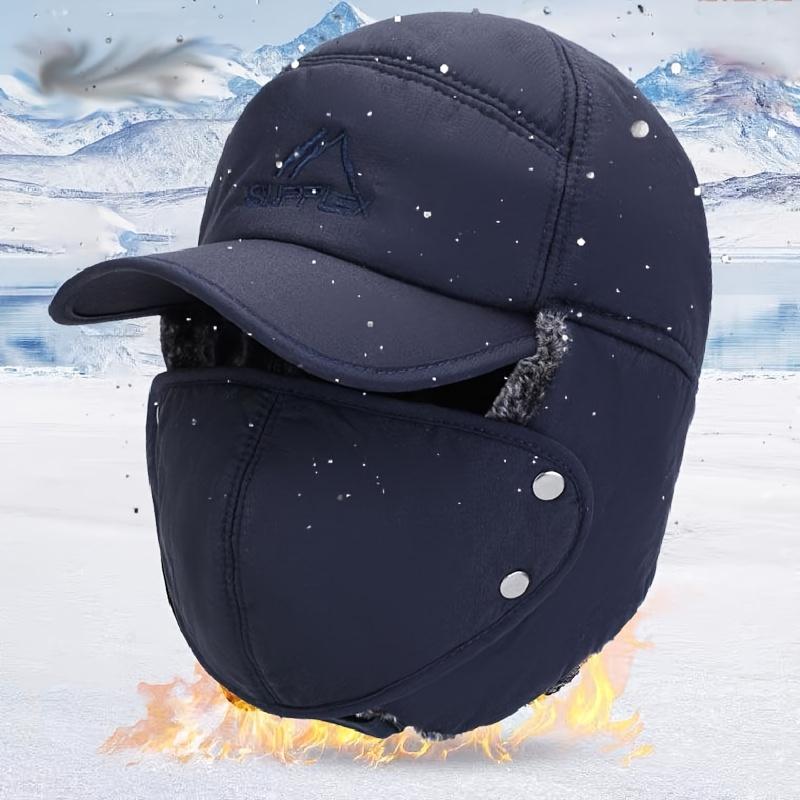 Men's Warm Hats, Thickened Folding Hats, Detachable Face Masks, Hats for Middle-aged and Elderly People, Winter Gifts