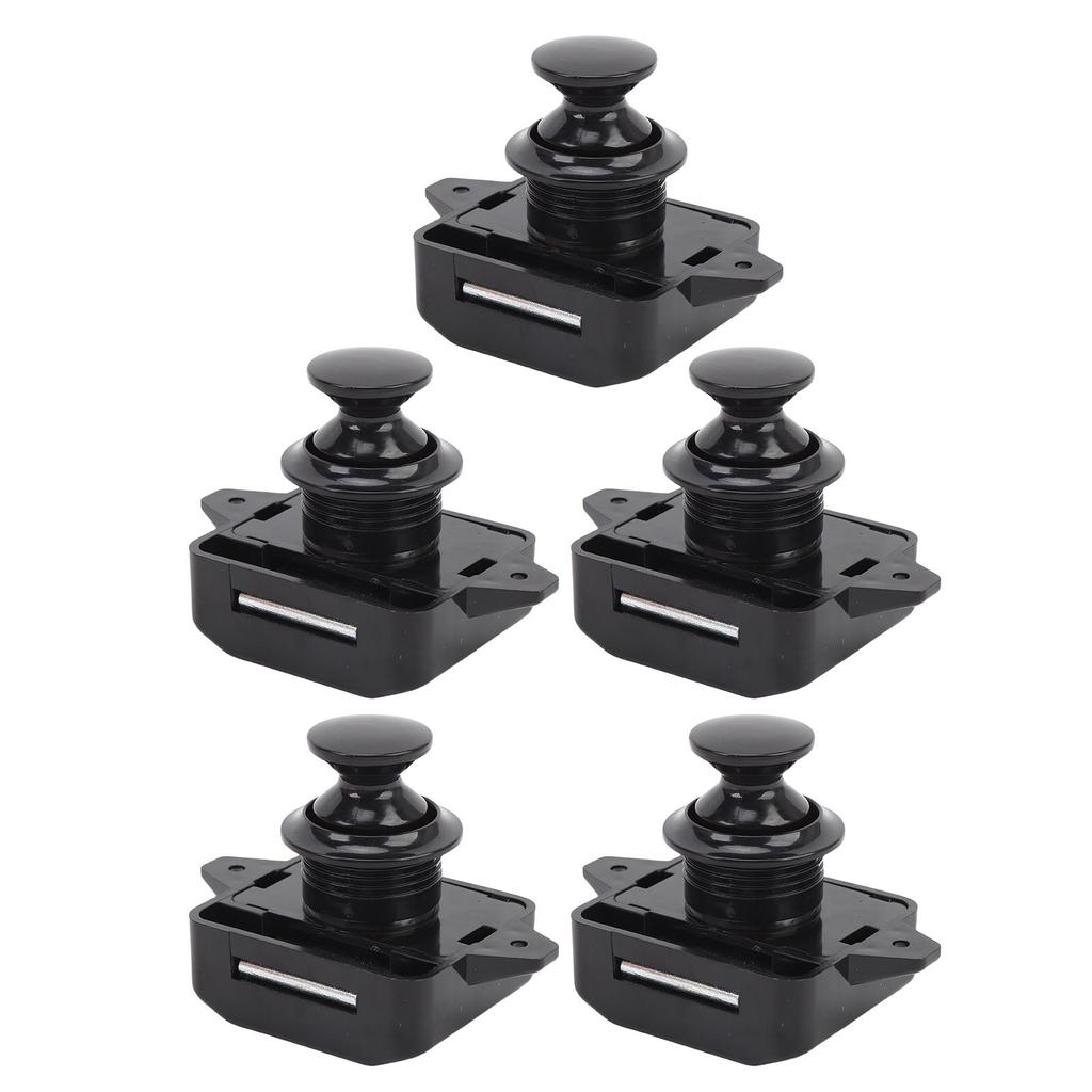 Cabinet Door Push Button Latch Zinc Alloy Exquisite Cupboard Door Knob Latch Lock for RV Motorhome Black