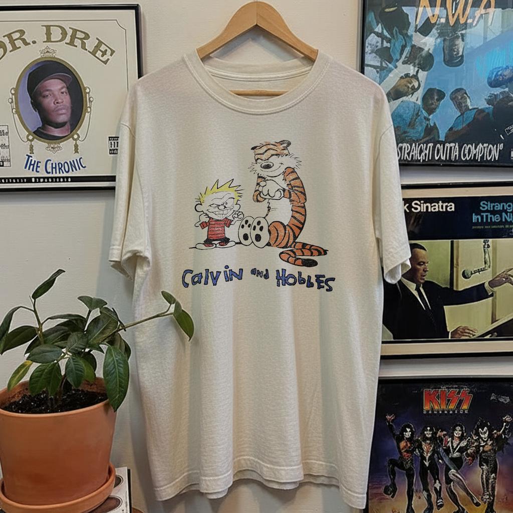 90s Calvin And Hobbes Promo Aged T-Shirt White M