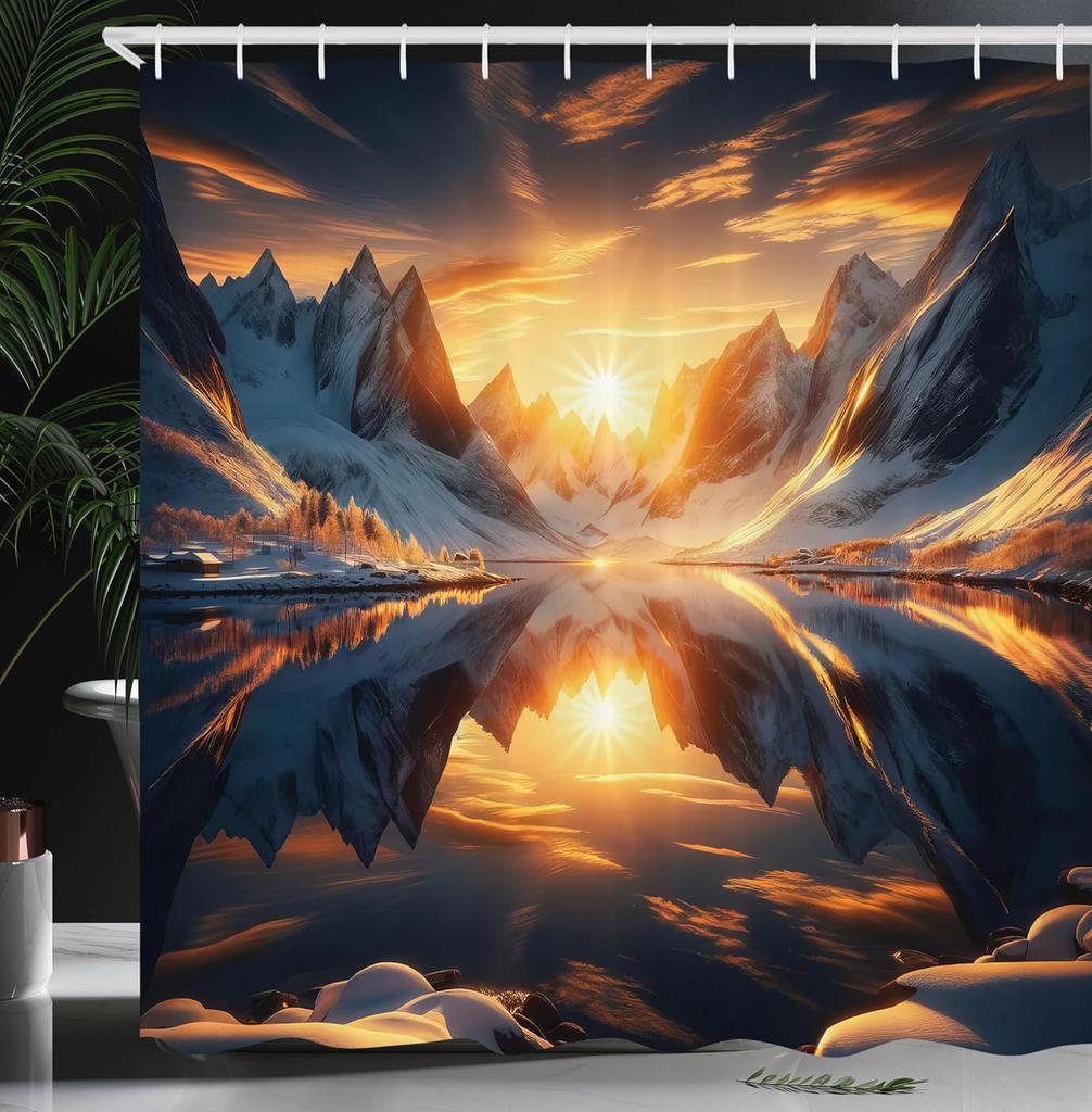 Japanese Wave Shower Curtain, Surfers On Classic Asian Artwork Style With Recreation, Cloth Fabric Bathroom Decor Set With Hooks
