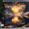 Japanese Wave Shower Curtain, Surfers On Classic Asian Artwork Style With Recreation, Cloth Fabric Bathroom Decor Set With Hooks