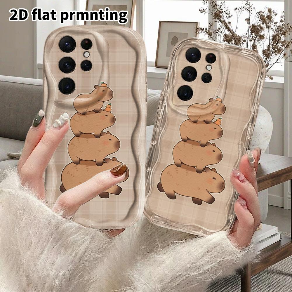 Phone Case: 2D Flat Samsung Galaxy A34 A35 M05 M06 S20 S22 S21 FE Plus 5G Protective Case, Couple Style, Stackable Capybara, Christmas and Halloween G