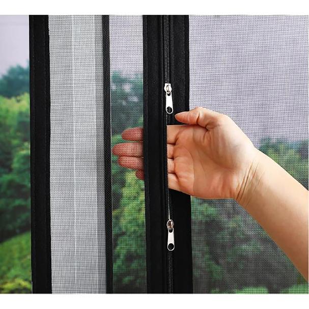 Latest mosquito and insect screen window with side zipper design, self-adhesive and customizable size
