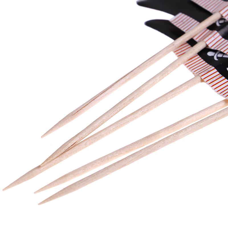 24Pcs Cake Toppers Pirate Theme Fruit Picks Insert Card Halloween Party Decor