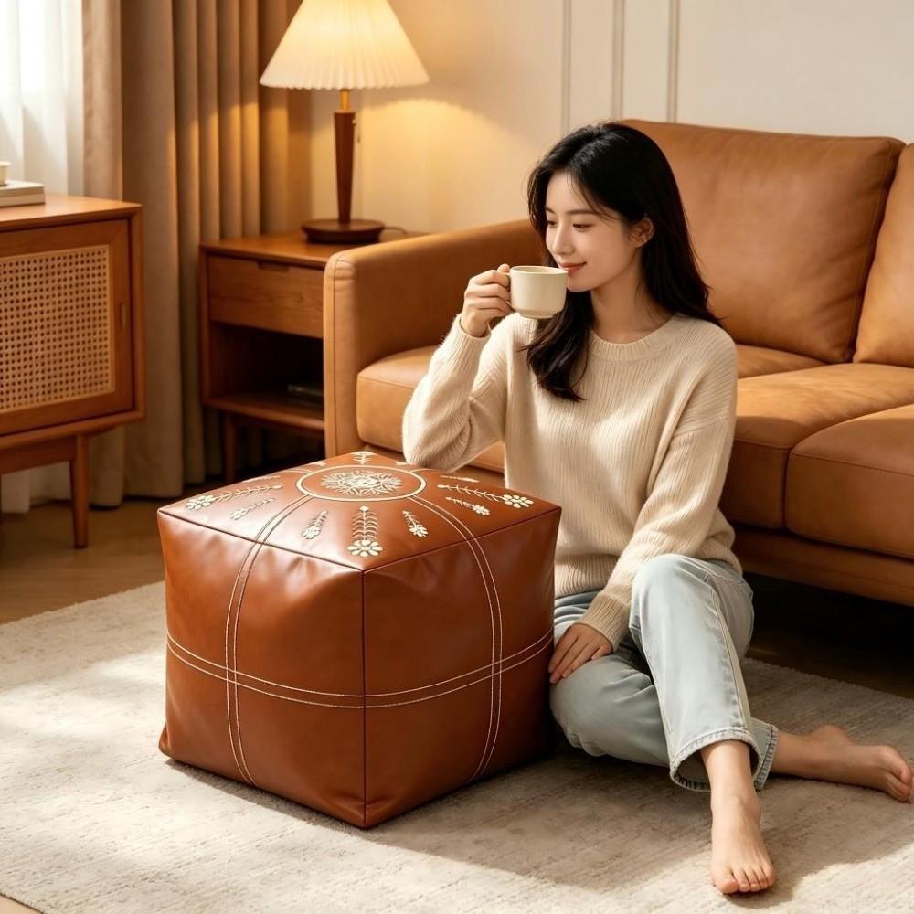 PU Leather Sofa Stool Cover Waterproof Storage Bag Seat Cushion Cover  Living Room