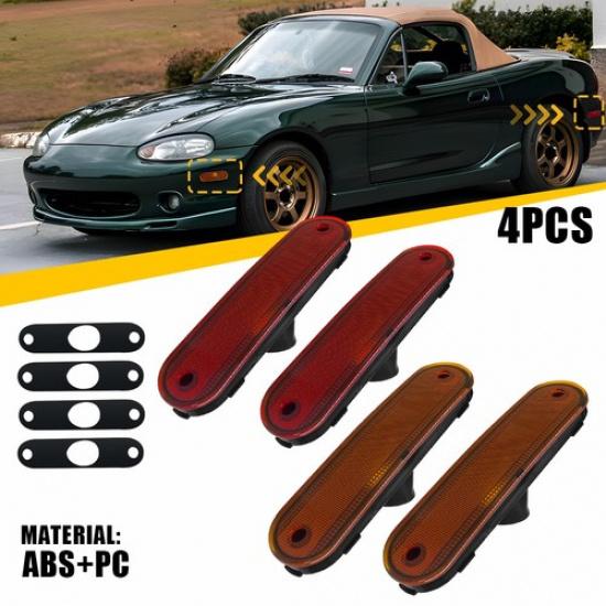 4 шт. для Mazda 1990-2005 Передний Задний Miata MX-5 Корпус Фонаря Бампера Боковой Янтарный Красный