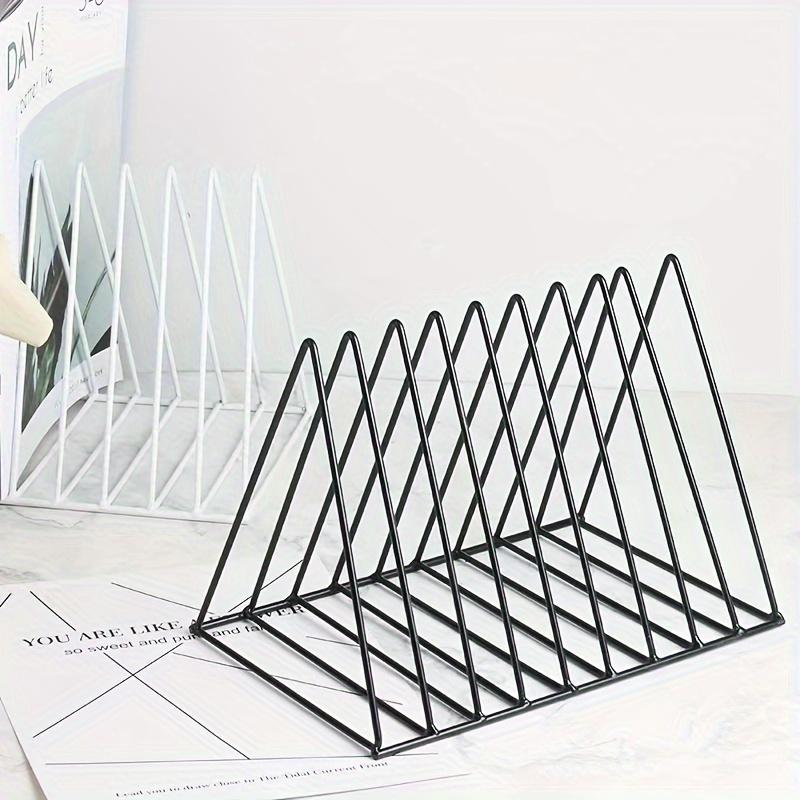 1pc Metal Desk Organizer, 9-Section File Holder, Office Bookshelf Storage, Creative Display Storage, Bookclip Office Shelf