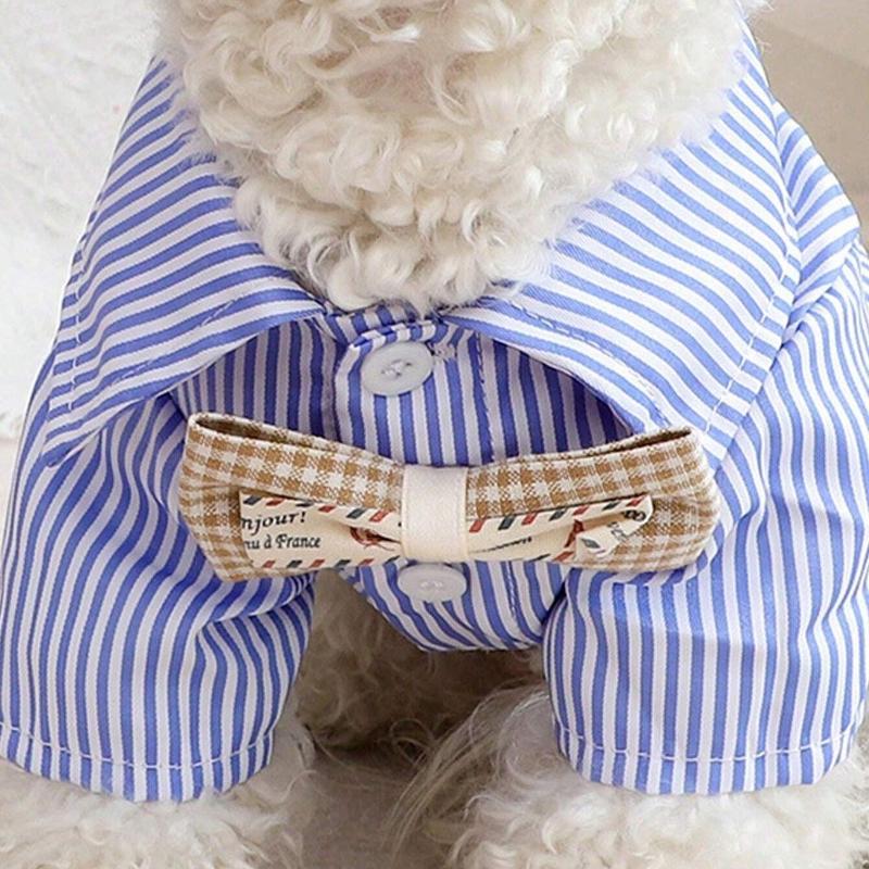 Blue Striped Pet Bow Tie Collar, Suitable for Cats and Dogs, for All Seasons