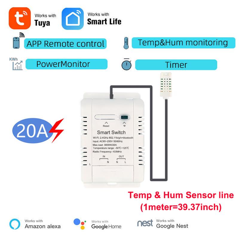 Graffiti WiFi Smart Power Temperature Switch with RF433, Remote Voice Alexa Control.