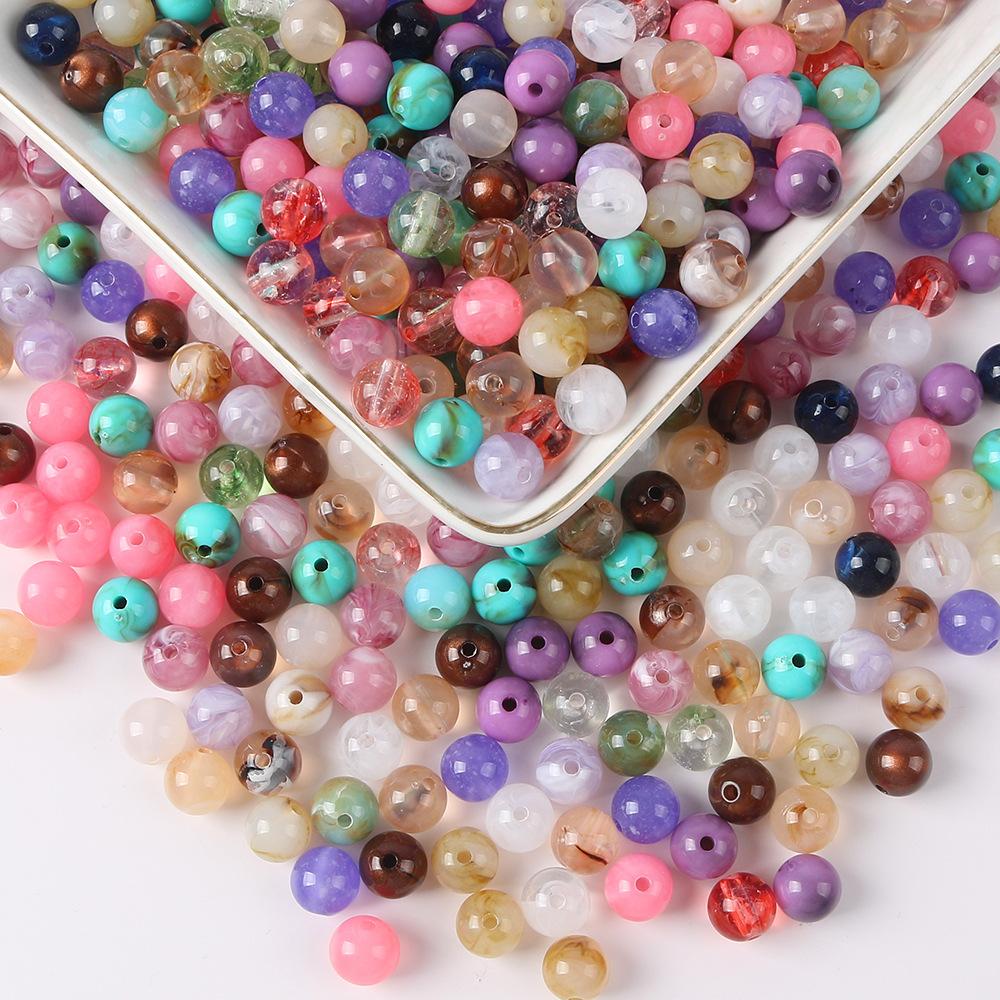 6-12Mm Imitation Natural Stone Acrylic Round Beads Loose Beads Diy Bracelet Necklace Jade Beaded Bracelet Jewelry Accessories