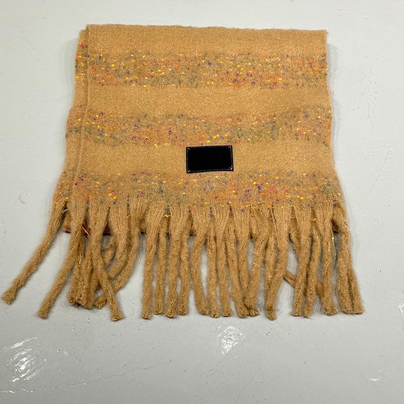 Spring and Autumn Premium Sense Thickened Long Warm Striped Scarf Color Matching Soft Versatile Fringed Polyester Shawl Scarf