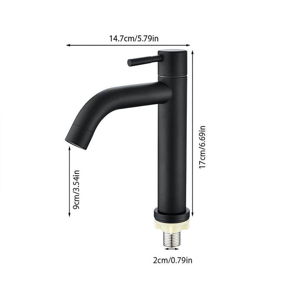 304 Stainless Steel Single Cold Water Tap Black Silver Color Deck Mounted Lengthening and Raising Sink kitchen bathroom Tap