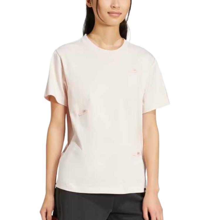 Adidas Sportswear Lounge Slide Quick Dry Sweat Absorbent Comfortable Soft Regular T-Shirt Women Tops Magical-Quartz JN8270