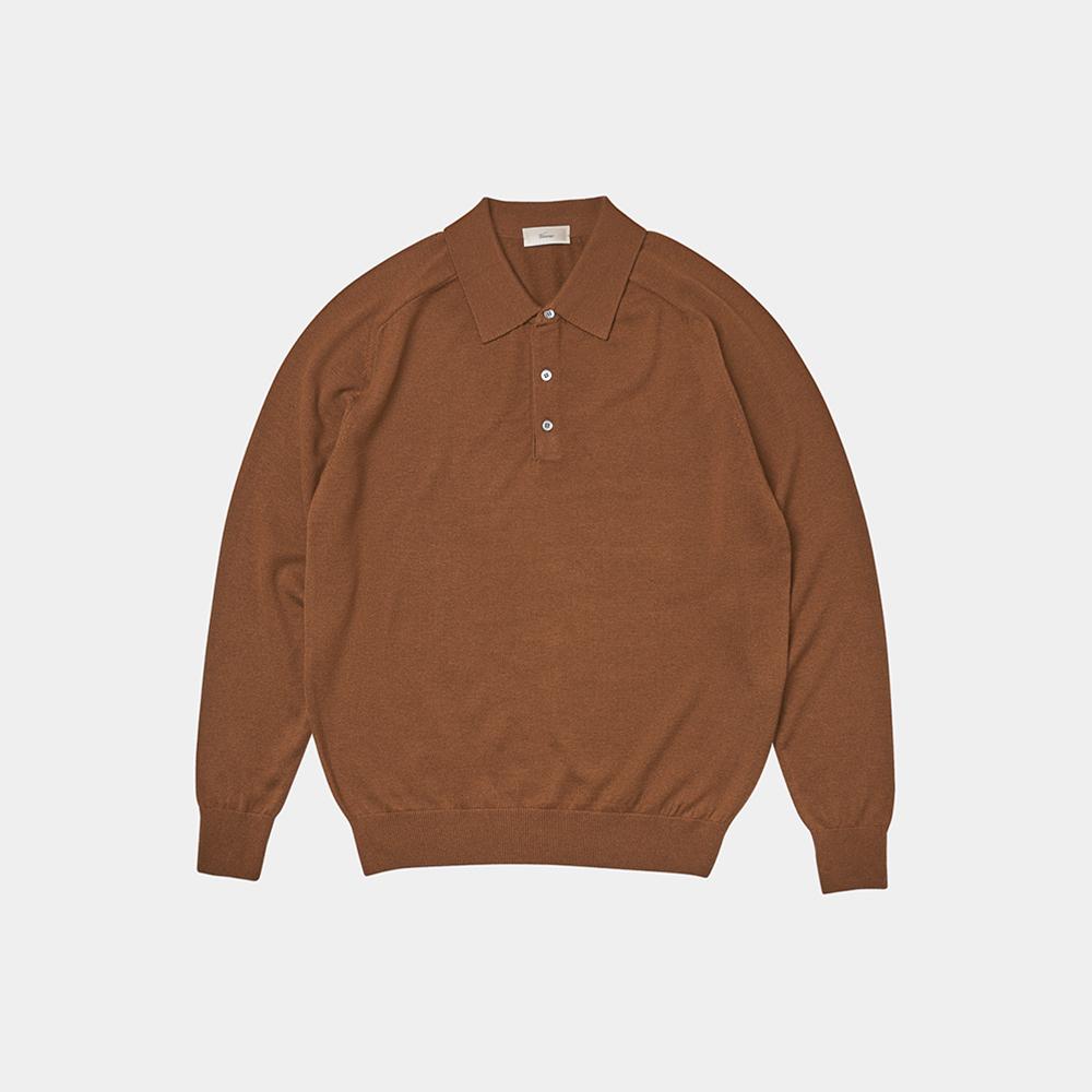 Berno 24Ss Cashtouch Saddle Sleeve Polo Knit R.Almond M