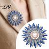 Metal Flower Brooch Retro Rhinestone Sunflower Pin with Lapel Pin Floral Faux Pearl Embellished Pearl Badge for Women
